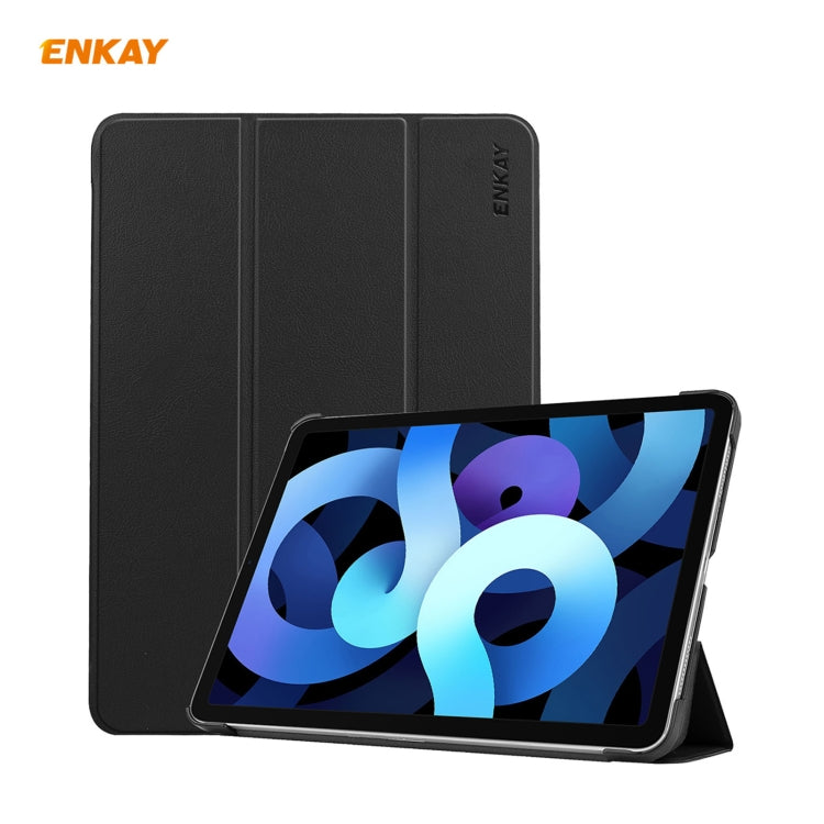 For iPad Air 11 2024 / Pro 11 2018 / Air 10.9 2022 ENKAY 3-folding Plastic Leather Smart Tablet Case(Dark Blue) by ENKAY