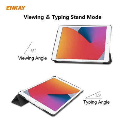 For iPad 10.2 2021 / 2020 / 2019 ENKAY ENK-8014 PU Leather + Plastic Smart Case with Three-folding Holder(Black) by ENKAY