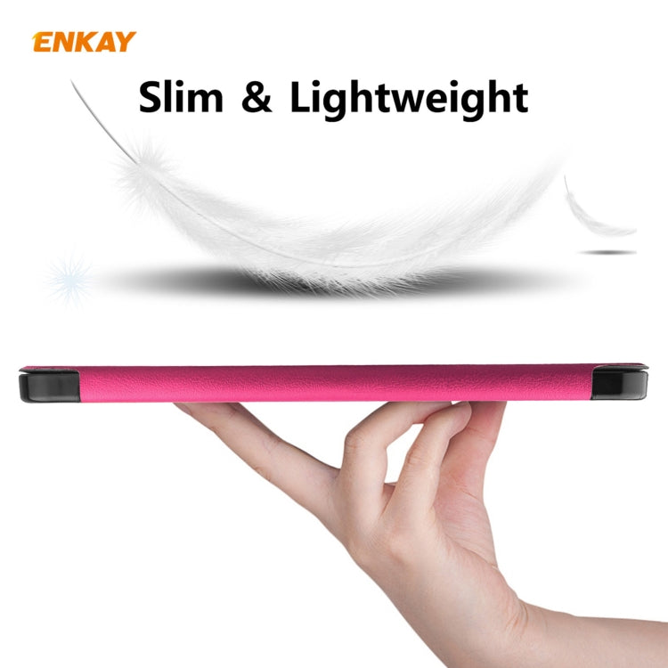For iPad 10.2 2021 / 2020 / 2019 ENKAY ENK-8014 PU Leather + Plastic Smart Case with Three-folding Holder(Rose Red) by ENKAY