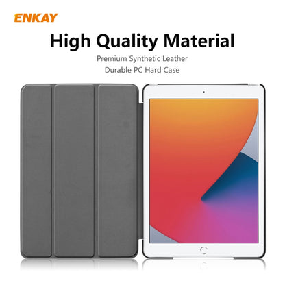For iPad 10.2 2021 / 2020 / 2019 ENKAY ENK-8014 PU Leather + Plastic Smart Case with Three-folding Holder(White) by ENKAY