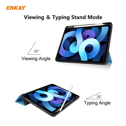 For iPad Air 11 2024 / Pro 11 2018 / Air 10.9 2022 ENKAY TPU Leather Smart Tablet Case with Pen Slot(Light Blue) by ENKAY
