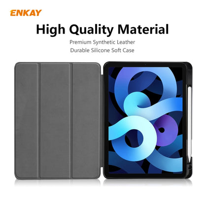 For iPad Air 11 2024 / Pro 11 2018 / Air 10.9 2022 ENKAY TPU Leather Smart Tablet Case with Pen Slot(Blackish Green) by ENKAY