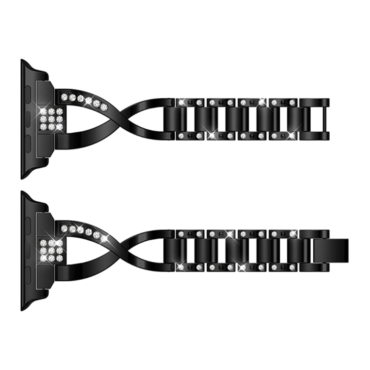X-shaped Diamond-studded Solid Stainless Steel Wrist Strap Watch Band for Apple Watch Series 3 & 2 & 1 42mm(Black) by bashfashion