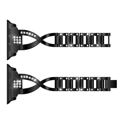 X-shaped Diamond-studded Solid Stainless Steel Wrist Strap Watch Band for Apple Watch Series 3 & 2 & 1 42mm(Black) by bashfashion