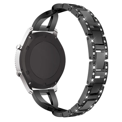 X-shaped Diamond-studded Stainless Steel Watch Band for Samsung Gear S3(Black) by bashfashion