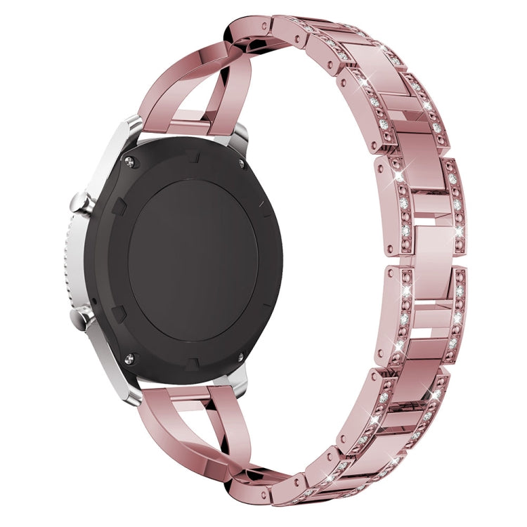 X-shaped Diamond-studded Stainless Steel Watch Band for Samsung Gear S3(Pink) by bashfashion