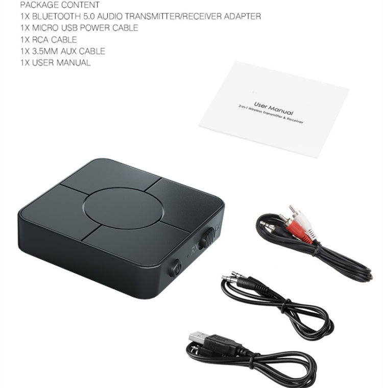 KN326 Bluetooth Audio Receiver Transmitter 5.0 Two-in-one Bluetooth Adapter for Hands-free Calls by bashfashion