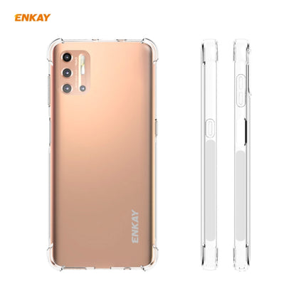For Motorola Moto G9 Plus Hat-Prince ENKAY Clear TPU Shockproof Case Soft Anti-slip Cover + 0.26mm 9H 2.5D Tempered Glass Protector Film by ENKAY