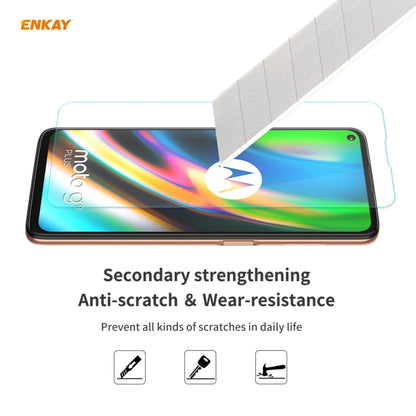 For Motorola Moto G9 Plus Hat-Prince ENKAY Clear TPU Shockproof Case Soft Anti-slip Cover + 0.26mm 9H 2.5D Tempered Glass Protector Film by ENKAY