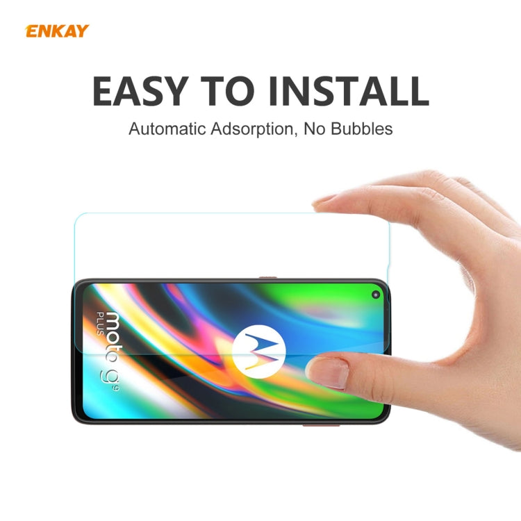 For Motorola Moto G9 Plus Hat-Prince ENKAY Clear TPU Shockproof Case Soft Anti-slip Cover + 0.26mm 9H 2.5D Tempered Glass Protector Film by ENKAY