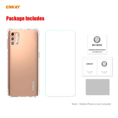 For Motorola Moto G9 Plus Hat-Prince ENKAY Clear TPU Shockproof Case Soft Anti-slip Cover + 0.26mm 9H 2.5D Tempered Glass Protector Film by ENKAY