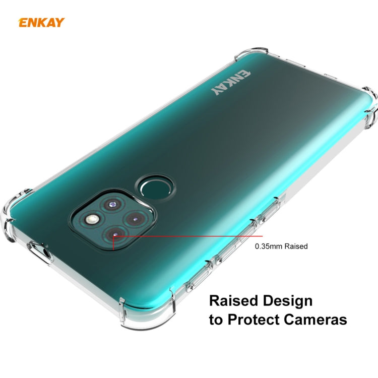 For Motorola Moto G9 / G9 Play Hat-Prince ENKAY Clear TPU Shockproof Case Soft Anti-slip Cover + 0.26mm 9H 2.5D Tempered Glass Protector Film by ENKAY