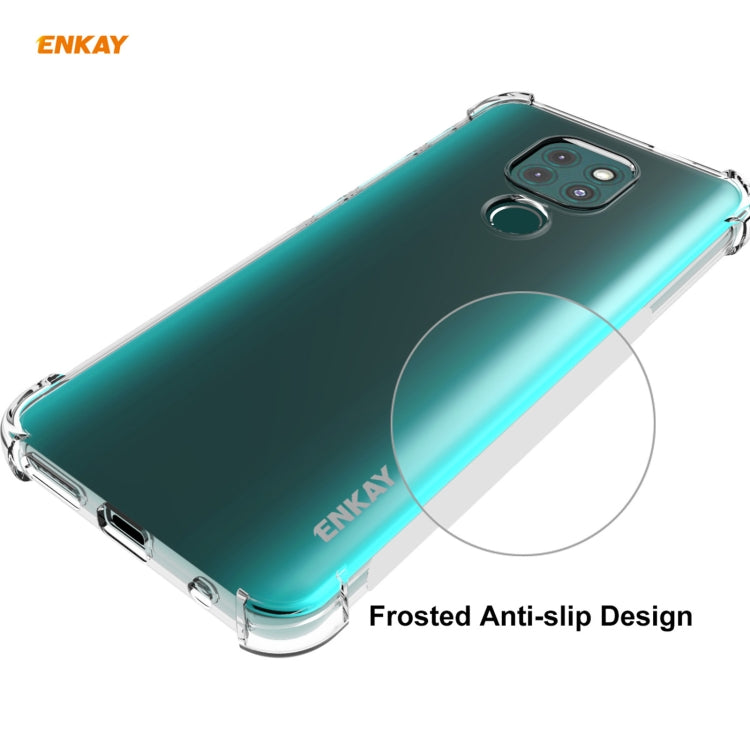 For Motorola Moto G9 / G9 Play Hat-Prince ENKAY Clear TPU Shockproof Case Soft Anti-slip Cover + 0.26mm 9H 2.5D Tempered Glass Protector Film by ENKAY