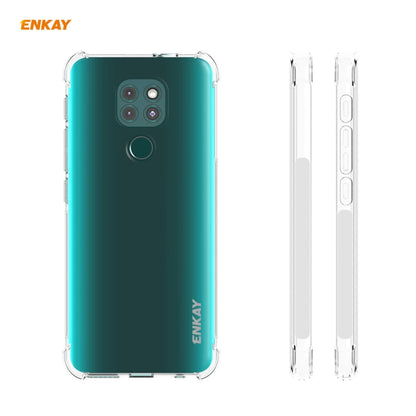 For Motorola Moto G9 / G9 Play Hat-Prince ENKAY Clear TPU Shockproof Case Soft Anti-slip Cover + 0.26mm 9H 2.5D Tempered Glass Protector Film by ENKAY