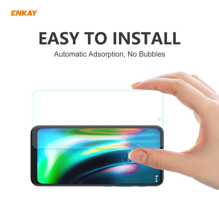 For Motorola Moto G9 / G9 Play Hat-Prince ENKAY Clear TPU Shockproof Case Soft Anti-slip Cover + 0.26mm 9H 2.5D Tempered Glass Protector Film by ENKAY