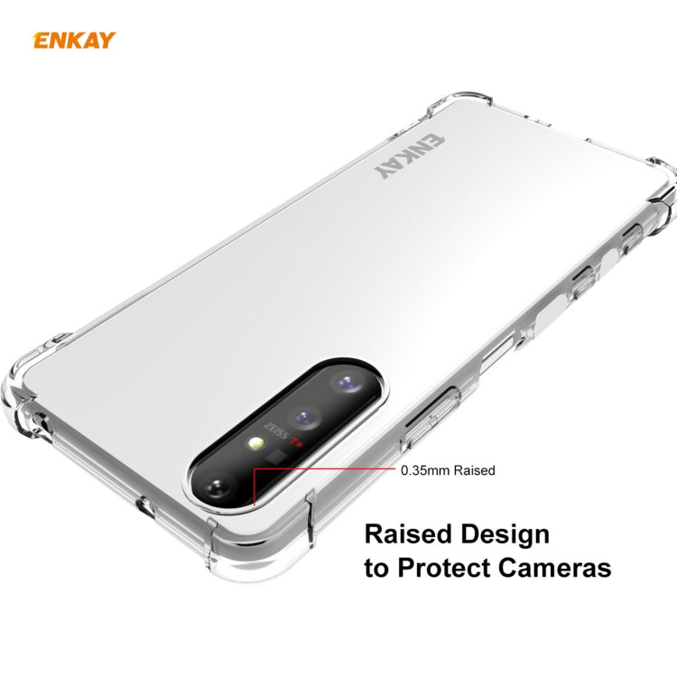 for Sony Xperia 5 II Hat-Prince ENKAY Clear TPU Shockproof Case Soft Anti-slip Cover + 0.26mm 9H 2.5D Tempered Glass Protector Film by ENKAY