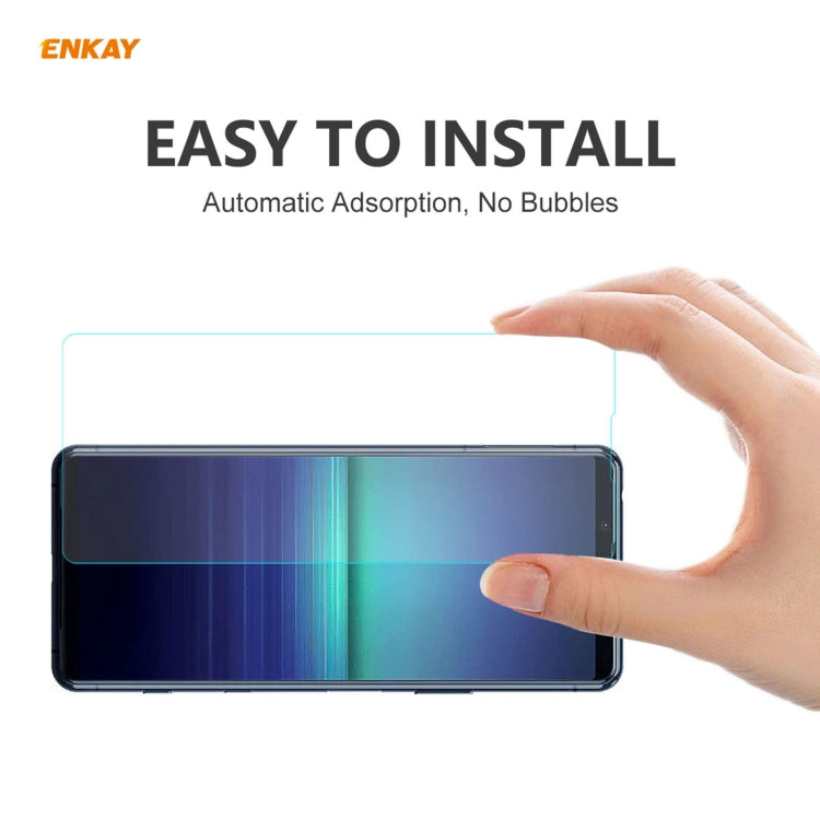 for Sony Xperia 5 II Hat-Prince ENKAY Clear TPU Shockproof Case Soft Anti-slip Cover + 0.26mm 9H 2.5D Tempered Glass Protector Film by ENKAY