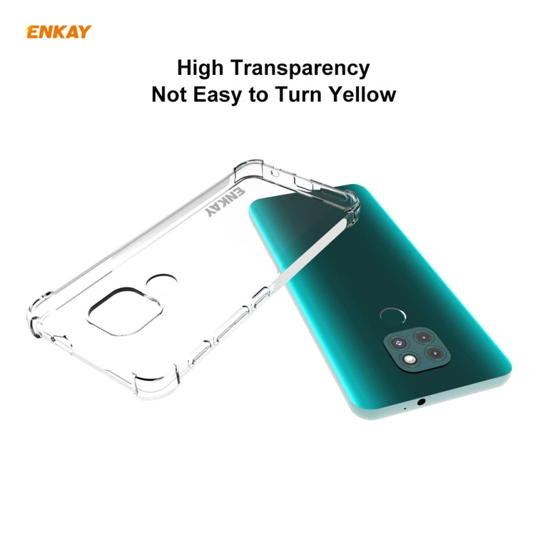 For Motorola Moto G9 / G9 Play Hat-Prince ENKAY Clear TPU Shockproof Case Soft Anti-slip Cover + 0.26mm 9H 2.5D Full Glue Full Coverage Tempered Glass Protector Film by ENKAY