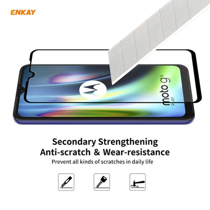 For Motorola Moto G9 / G9 Play Hat-Prince ENKAY Clear TPU Shockproof Case Soft Anti-slip Cover + 0.26mm 9H 2.5D Full Glue Full Coverage Tempered Glass Protector Film by ENKAY