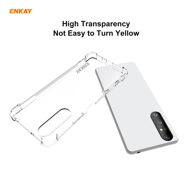 For Sony Xperia 5 II Hat-Prince ENKAY Clear TPU Shockproof Case Soft Anti-slip Cover + 0.26mm 9H 2.5D Full Glue Full Coverage Tempered Glass Protector Film by ENKAY