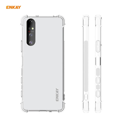 For Sony Xperia 5 II Hat-Prince ENKAY Clear TPU Shockproof Case Soft Anti-slip Cover + 0.26mm 9H 2.5D Full Glue Full Coverage Tempered Glass Protector Film by ENKAY