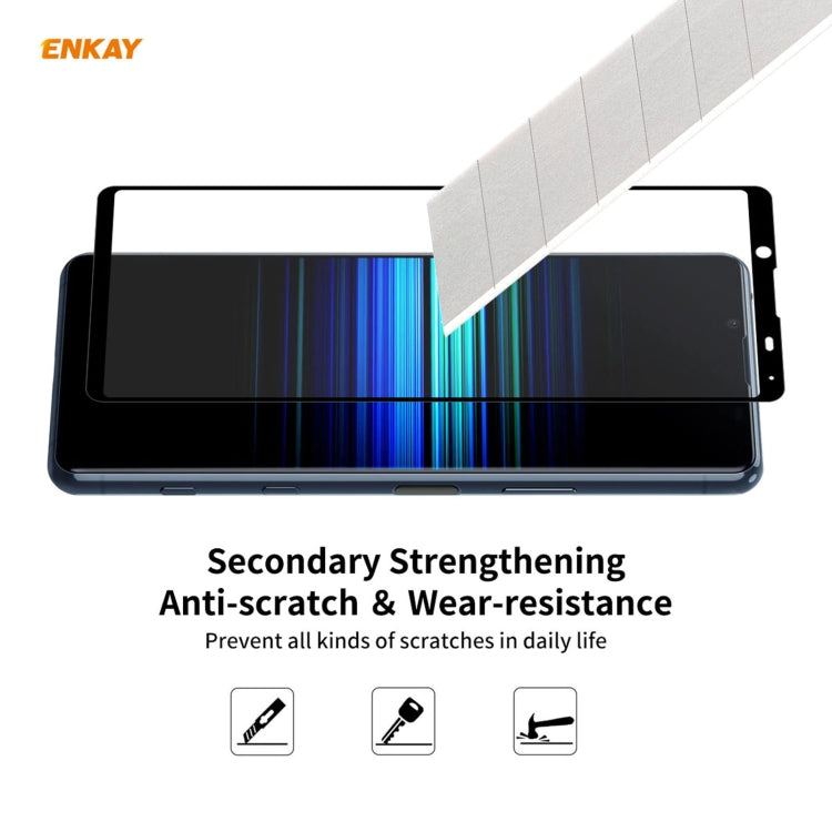 For Sony Xperia 5 II Hat-Prince ENKAY Clear TPU Shockproof Case Soft Anti-slip Cover + 0.26mm 9H 2.5D Full Glue Full Coverage Tempered Glass Protector Film by ENKAY