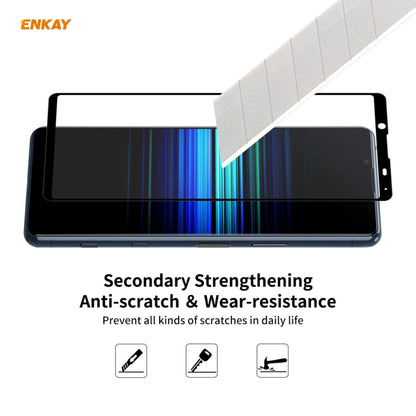 For Sony Xperia 5 II Hat-Prince ENKAY Clear TPU Shockproof Case Soft Anti-slip Cover + 0.26mm 9H 2.5D Full Glue Full Coverage Tempered Glass Protector Film by ENKAY