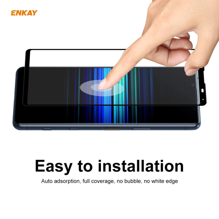 For Sony Xperia 5 II Hat-Prince ENKAY Clear TPU Shockproof Case Soft Anti-slip Cover + 0.26mm 9H 2.5D Full Glue Full Coverage Tempered Glass Protector Film by ENKAY