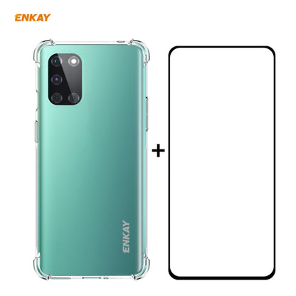 For OnePlus 8T Hat-Prince ENKAY Clear TPU Shockproof Case Soft Anti-slip Cover + 0.26mm 9H 2.5D Full Glue Full Coverage Tempered Glass Protector Film by ENKAY