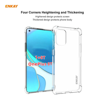 For OnePlus 8T Hat-Prince ENKAY Clear TPU Shockproof Case Soft Anti-slip Cover + 0.26mm 9H 2.5D Full Glue Full Coverage Tempered Glass Protector Film by ENKAY