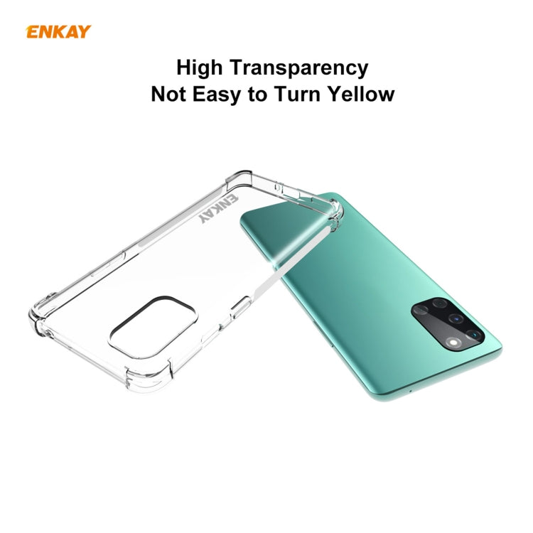 For OnePlus 8T Hat-Prince ENKAY Clear TPU Shockproof Case Soft Anti-slip Cover + 0.26mm 9H 2.5D Full Glue Full Coverage Tempered Glass Protector Film by ENKAY