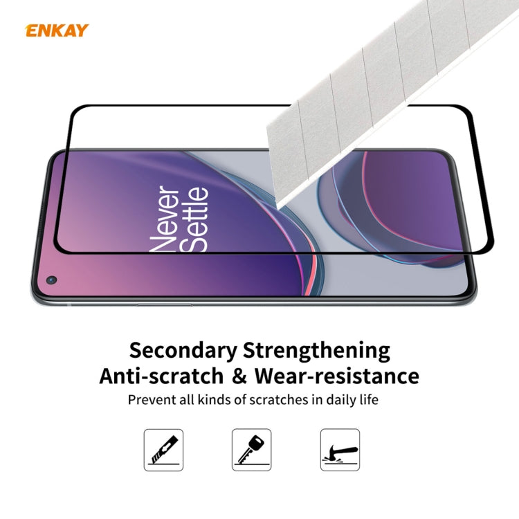 For OnePlus 8T Hat-Prince ENKAY Clear TPU Shockproof Case Soft Anti-slip Cover + 0.26mm 9H 2.5D Full Glue Full Coverage Tempered Glass Protector Film by ENKAY