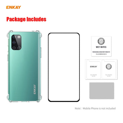 For OnePlus 8T Hat-Prince ENKAY Clear TPU Shockproof Case Soft Anti-slip Cover + 0.26mm 9H 2.5D Full Glue Full Coverage Tempered Glass Protector Film by ENKAY