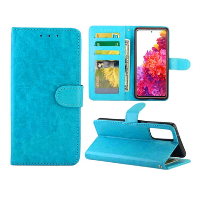 For Samsung Galaxy S20 FE 5G Crazy Horse Texture Leather Horizontal Flip Protective Case with Holder & Card Slots & Wallet & Photo Frame(Baby Blue) by bashfashion