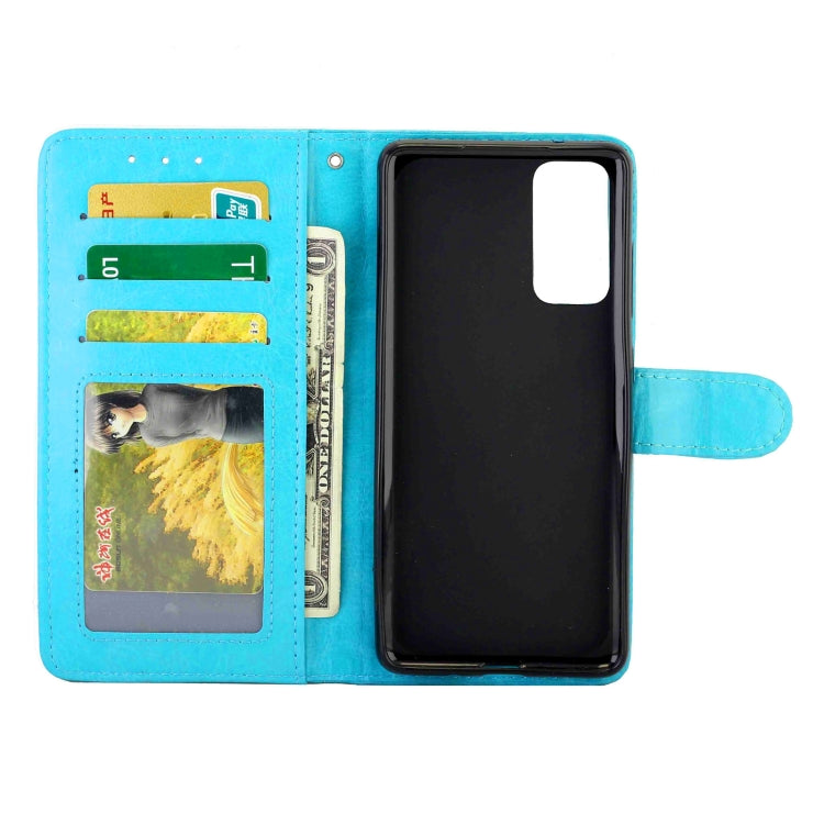 For Samsung Galaxy S20 FE 5G Crazy Horse Texture Leather Horizontal Flip Protective Case with Holder & Card Slots & Wallet & Photo Frame(Baby Blue) by bashfashion