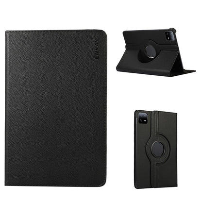 For Xiaomi Pad 6 / Pad 6 Pro ENKAY 360 Degree Rotation Stand Litchi Leather Smart Tablet Case(Black) by ENKAY
