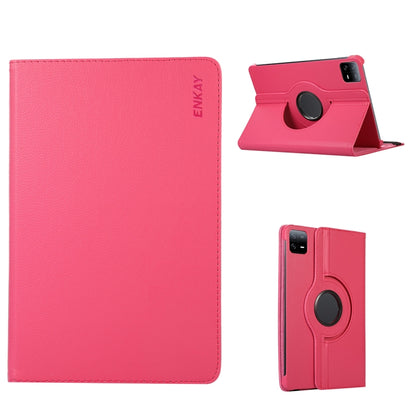 For Xiaomi Pad 6 / Pad 6 Pro ENKAY 360 Degree Rotation Stand Litchi Leather Smart Tablet Case(Rose) by ENKAY