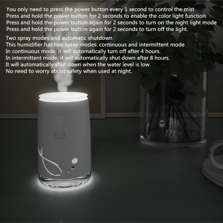 Concise Fish Pattern Mini Home Mute Bedroom Student Dormitory Office Portable USB Wireless Durable Humidifier(Green) by bashfashion