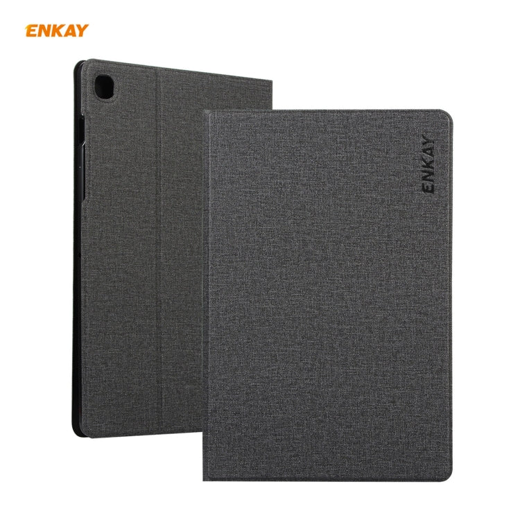 For Samsung Galaxy Tab A7 10.4 T500 / T505 2020 / 2022 ENKAY Coarse Cloth Pattern PU Leather + TPU Smart Case with Holder & Sleep / Wake-up Function(Black) by ENKAY