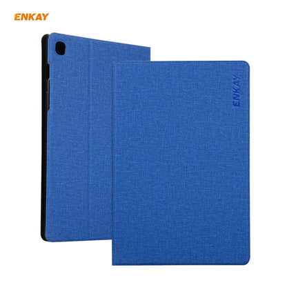 For Samsung Galaxy Tab A7 10.4 T500 / T505 2020 / 2022 ENKAY Coarse Cloth Pattern PU Leather + TPU Smart Case with Holder & Sleep / Wake-up Function(Dark Blue) by ENKAY
