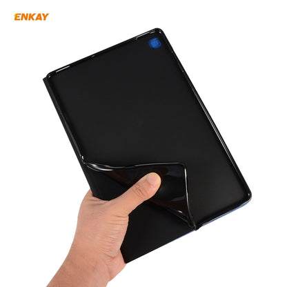 For Samsung Galaxy Tab A7 10.4 T500 / T505 2020 / 2022 ENKAY Coarse Cloth Pattern PU Leather + TPU Smart Case with Holder & Sleep / Wake-up Function(Black) by ENKAY