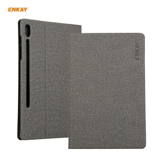 For Samsung Galaxy Tab S8 / Galaxy Tab S7 11.0 T870 / T875 ENKAY Coarse Cloth Pattern PU Leather + TPU Smart Case with Holder & Sleep / Wake-up Function(Grey) by ENKAY