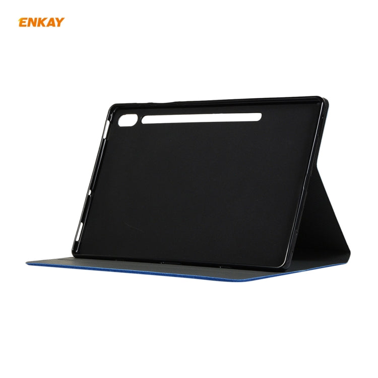 For Samsung Galaxy Tab S8 / Galaxy Tab S7 11.0 T870 / T875 ENKAY Coarse Cloth Pattern PU Leather + TPU Smart Case with Holder & Sleep / Wake-up Function(Black) by ENKAY