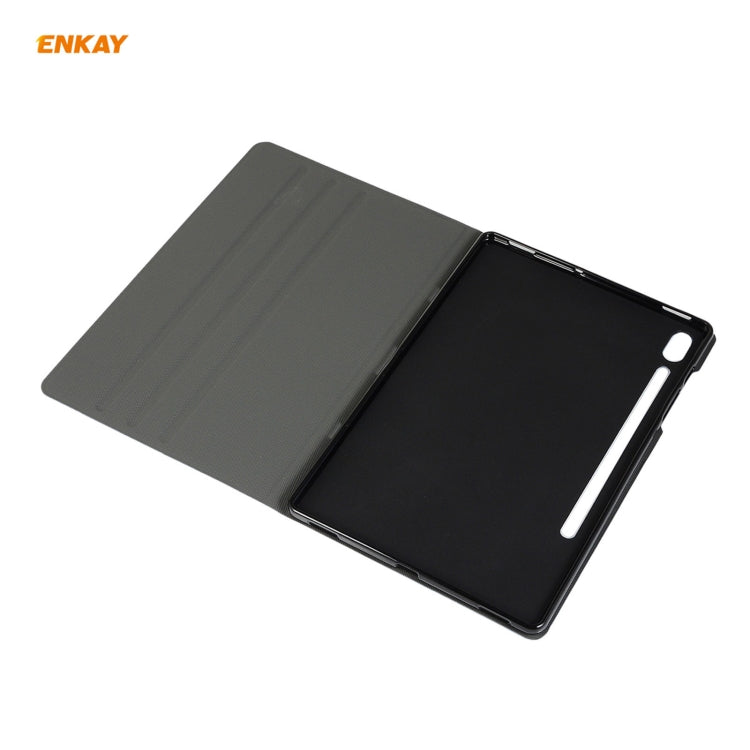 For Samsung Galaxy Tab S8 / Galaxy Tab S7 11.0 T870 / T875 ENKAY Coarse Cloth Pattern PU Leather + TPU Smart Case with Holder & Sleep / Wake-up Function(Dark Blue) by ENKAY