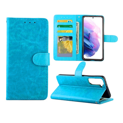 For Samsung Galaxy S21+ 5G/S21 Plus 5G Crazy Horse Texture Leather Horizontal Flip Protective Case with Holder & Card Slots & Wallet & Photo Frame(Baby Blue) by bashfashion