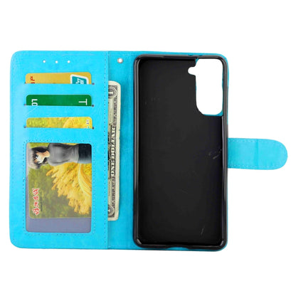 For Samsung Galaxy S21+ 5G/S21 Plus 5G Crazy Horse Texture Leather Horizontal Flip Protective Case with Holder & Card Slots & Wallet & Photo Frame(Baby Blue) by bashfashion
