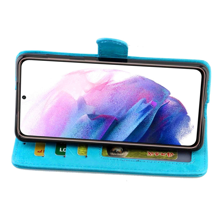 For Samsung Galaxy S21+ 5G/S21 Plus 5G Crazy Horse Texture Leather Horizontal Flip Protective Case with Holder & Card Slots & Wallet & Photo Frame(Baby Blue) by bashfashion