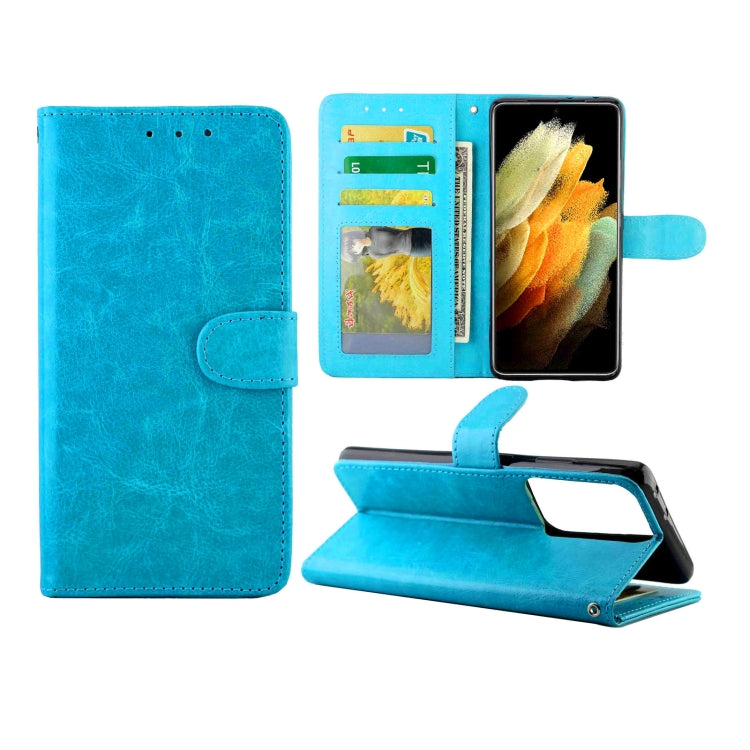 For Samsung Galaxy S21 Ultra 5G Crazy Horse Texture Leather Horizontal Flip Protective Case with Holder & Card Slots & Wallet & Photo Frame(Baby Blue) by bashfashion