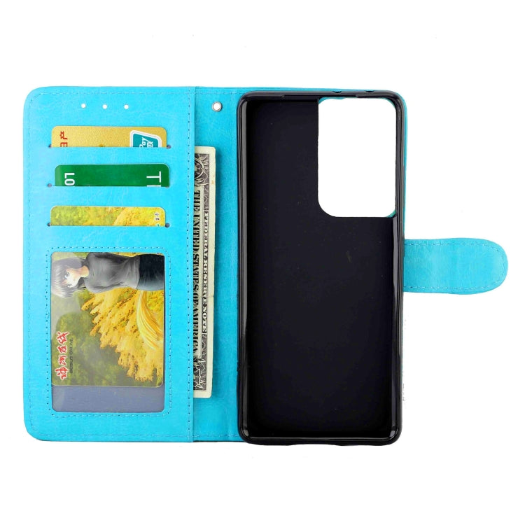 For Samsung Galaxy S21 Ultra 5G Crazy Horse Texture Leather Horizontal Flip Protective Case with Holder & Card Slots & Wallet & Photo Frame(Baby Blue) by bashfashion