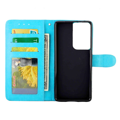 For Samsung Galaxy S21 Ultra 5G Crazy Horse Texture Leather Horizontal Flip Protective Case with Holder & Card Slots & Wallet & Photo Frame(Baby Blue) by bashfashion